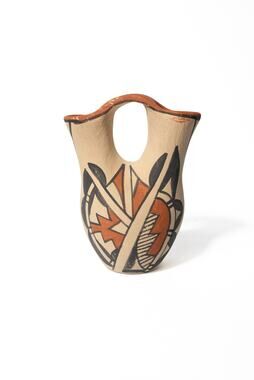 Vintage Jemez Pueblo Pottery Wedding Vase - Signed CC New Mexico Native American